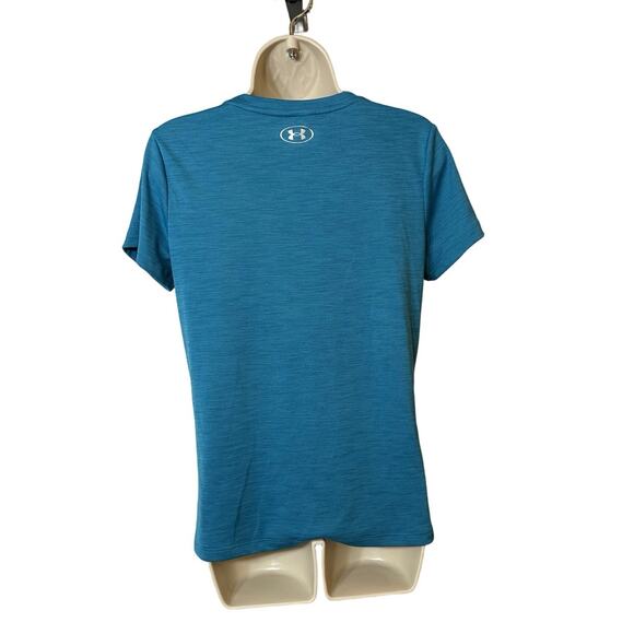 Under Armour HeatGear Blue Logo Tee Womens S Everyday Active Gift - Picture 2 of 4